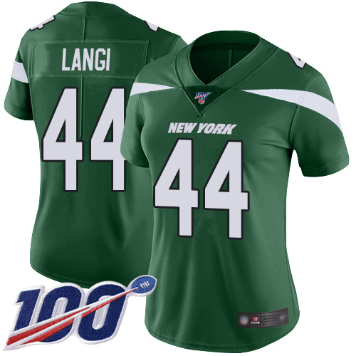 New York Jets Limited Green Women Harvey Langi Home Jersey NFL Football 44 100th Season Vapor Untouchable